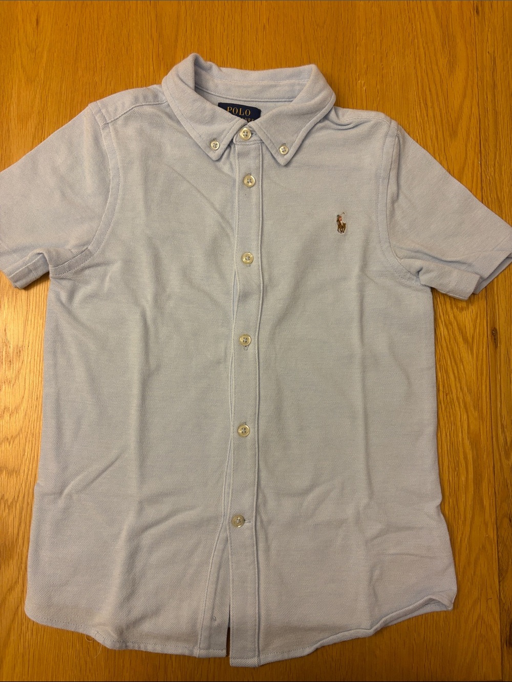 Gorgeous Pale Blue Polo by Ralph Lauren Short Sleeve Button-Down Shirt - size 7